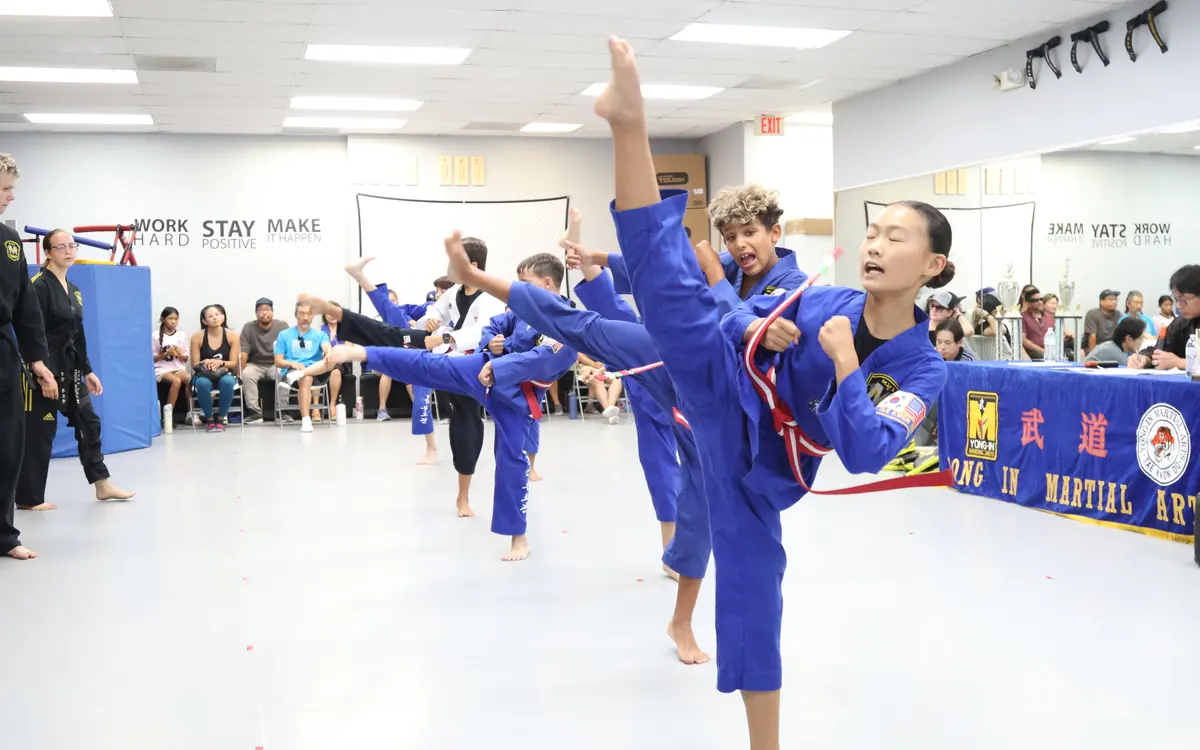 Students training together on the mat