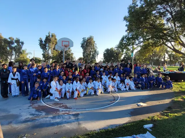 The whole school gathered for a park event